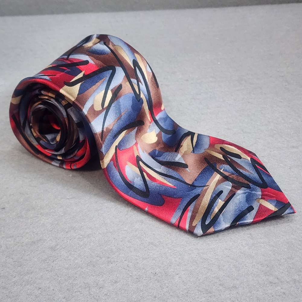 J. Garcia Necktie Red Blue Abstract Art Silk Jerry Garcia Men's